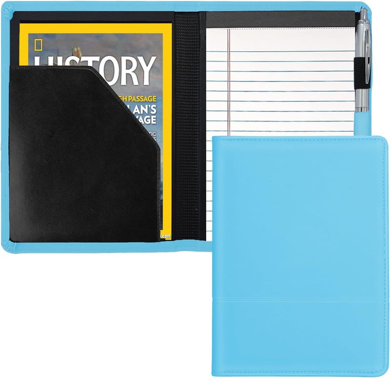 Gorbado Padfolio/Portfolio Binder, Mini Padfolio Portfolio Binder 5 x 8 Legal Writing Pad, A5 Document Organizer Folder for Men Women, Light Blue - Image 1